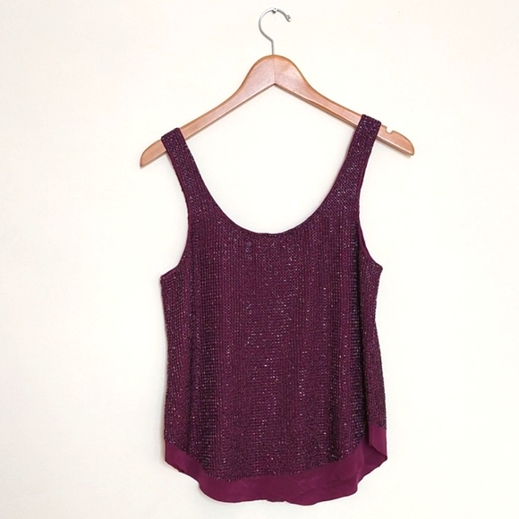 NWOT Renzo + kai botton up beaded silk tank - Picture 4 of 10